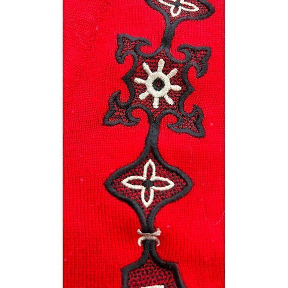 Womens Y2k Large Wool Sweater Vest Aztec Red Preppy Academia Grandmacore Retro - Picture 5 of 8